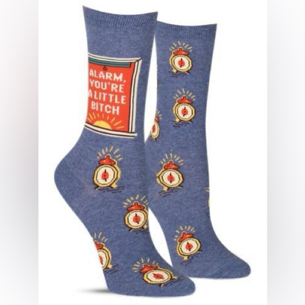 New ‘ALARM, YOU’RE A LITTLE B*TCH’ BlueQ Women’s Soft Combed Cotton Crew Socks
